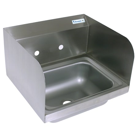 Bk Resources Hand Sink Stainless Steel With Side Splashes, 2 Holes 14 in x10 in x5 in BKHS-W-1410-SS